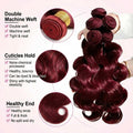 16A Burgundy 99j Body Wave Bundles Human Hair 30 Inch Brazilian Hair Weave Bundle Colored Real Human Hair 3/4 Raw Hair Bundles
