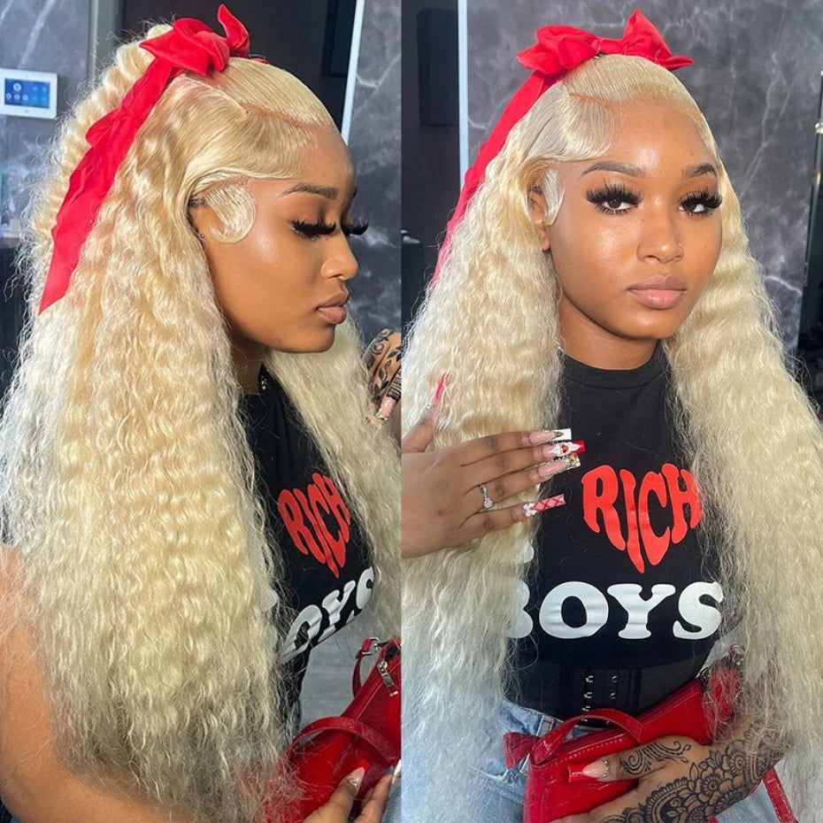 8-32 inch Deep Wave Human Hair Bundles Remy Brazilian Hair 613 Blonde Colored Deep Wave 1/3/4 Bundles Deals Human Hair Extension