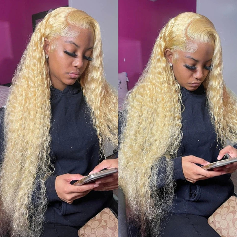 8-32 inch Deep Wave Human Hair Bundles Remy Brazilian Hair 613 Blonde Colored Deep Wave 1/3/4 Bundles Deals Human Hair Extension