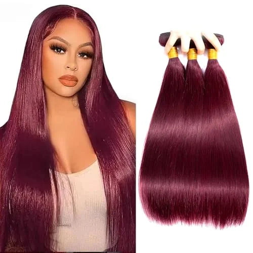 22 24 26 inch  Burgundy Bundles 99j Straight Human Hair Bundles Red Straight Human Hair Bundle 1/3 PCS Bundles Deals Brazilian