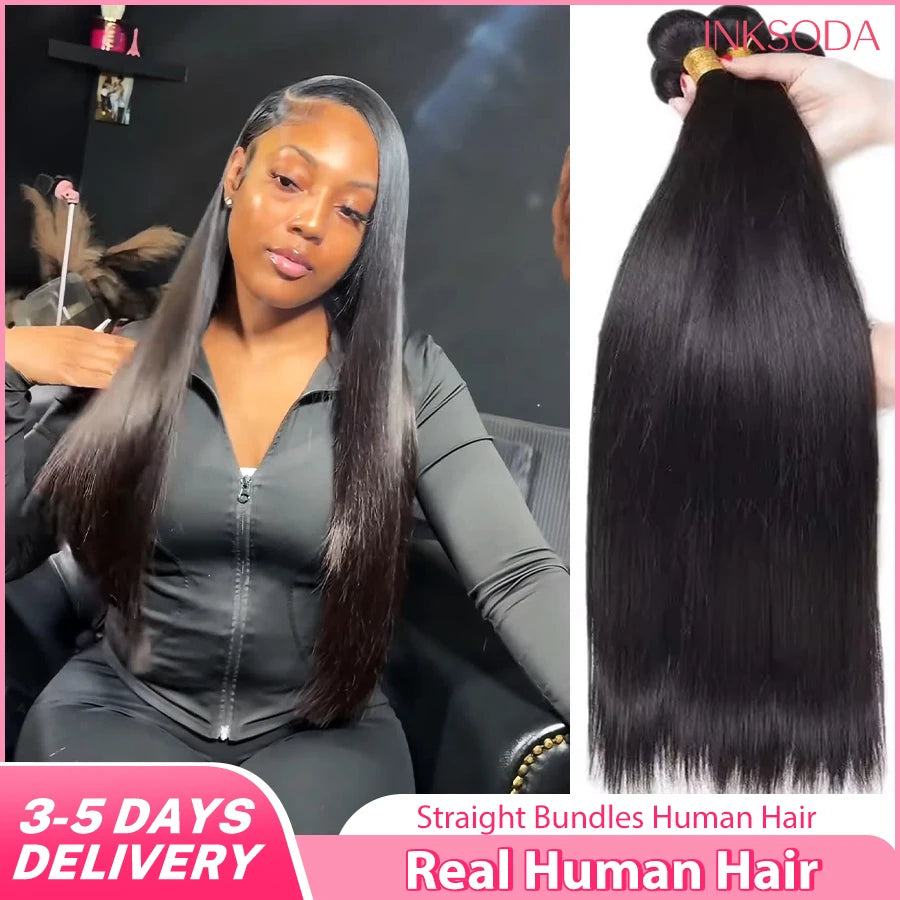 16-38 Inch 12A Natural Color Straight Human Hair Bundles Weaves Unprocessed Brazilian Human Hair Weave Bundles 1-4PCS Raw Hair Bundles Weave Extensions Hair Extensions Materials For Women Natural Black Soft Silky Hair Straight Hair Bundles Promotional sal